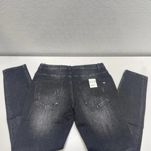 NEW AMICCI Men’s Spirito Ripped Skinny Jeans Size 42R – Black Distressed Denim - Picture 3 of 7